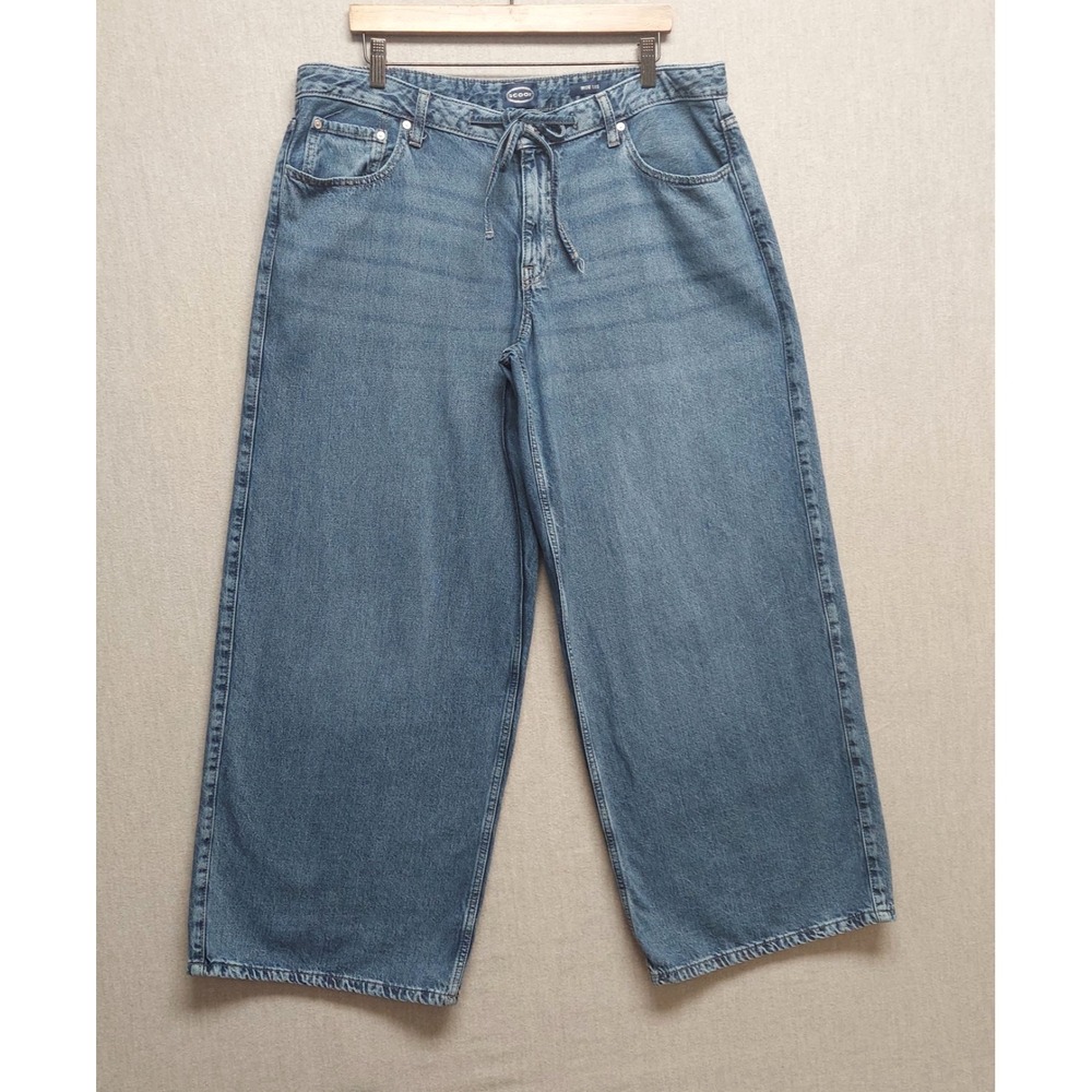 Wide Leg‎ Jeans Womens 16 Baggy Y2K Streetwear Skater Blue Denim 90's Inspired